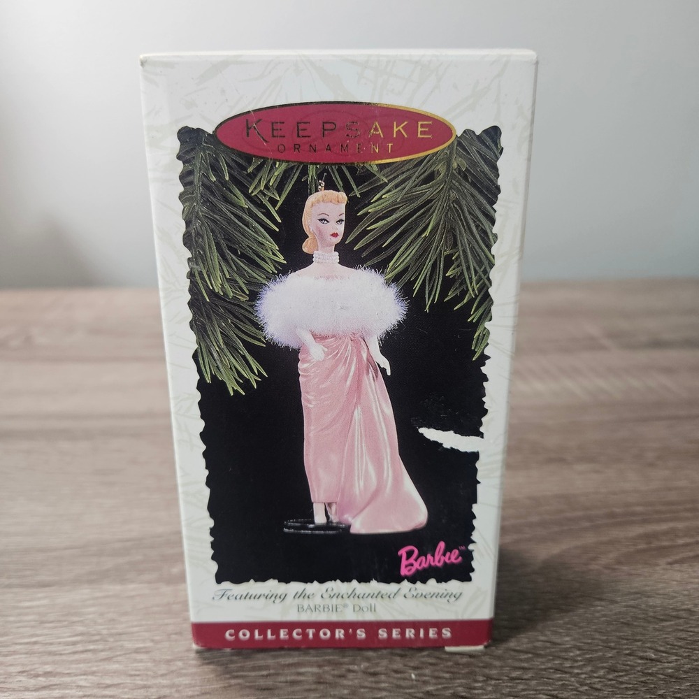 Hallmark Keepsake 1996 Enchanted Evening Barbie Ornament Series 3 Pink Gown Box